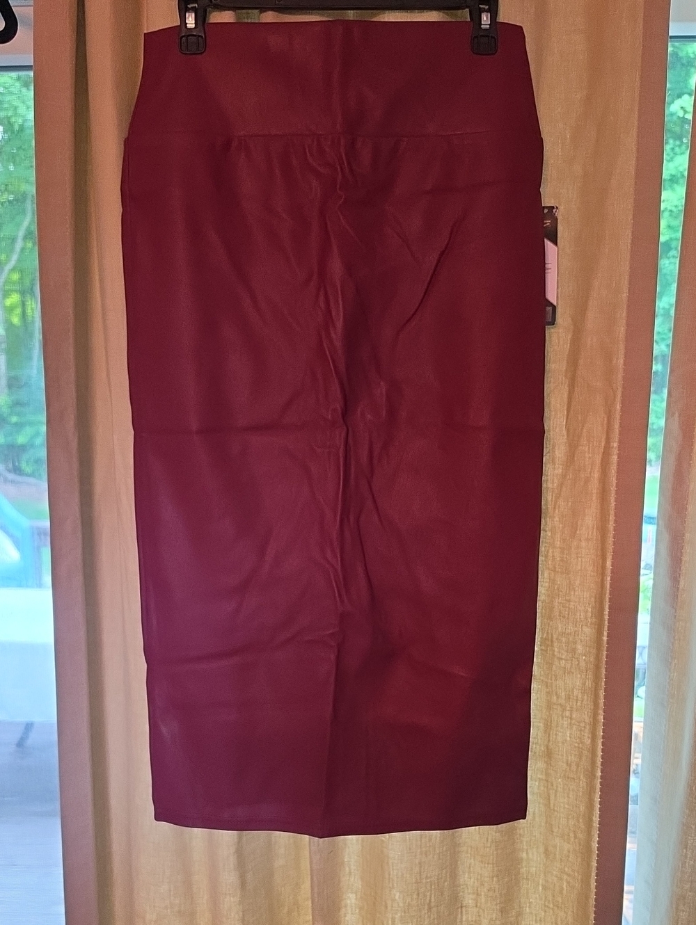 LuLaRoe Burgundy Midi Elegant Ivy Faux Leather Pencil Skirt